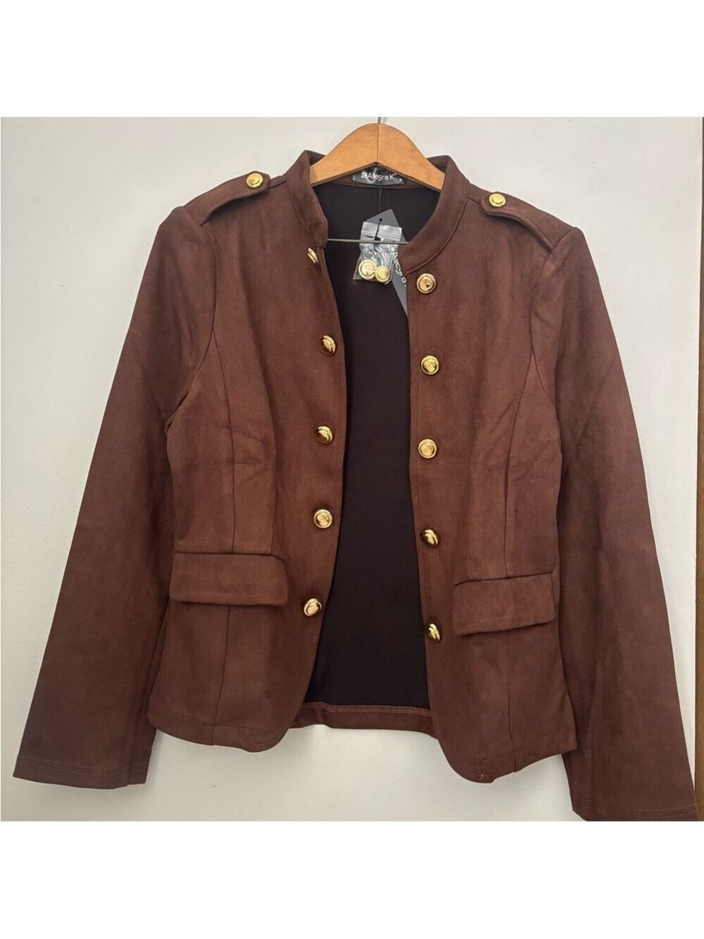 Allegra K Brown Open Front Jacket - Picture 11 of 12